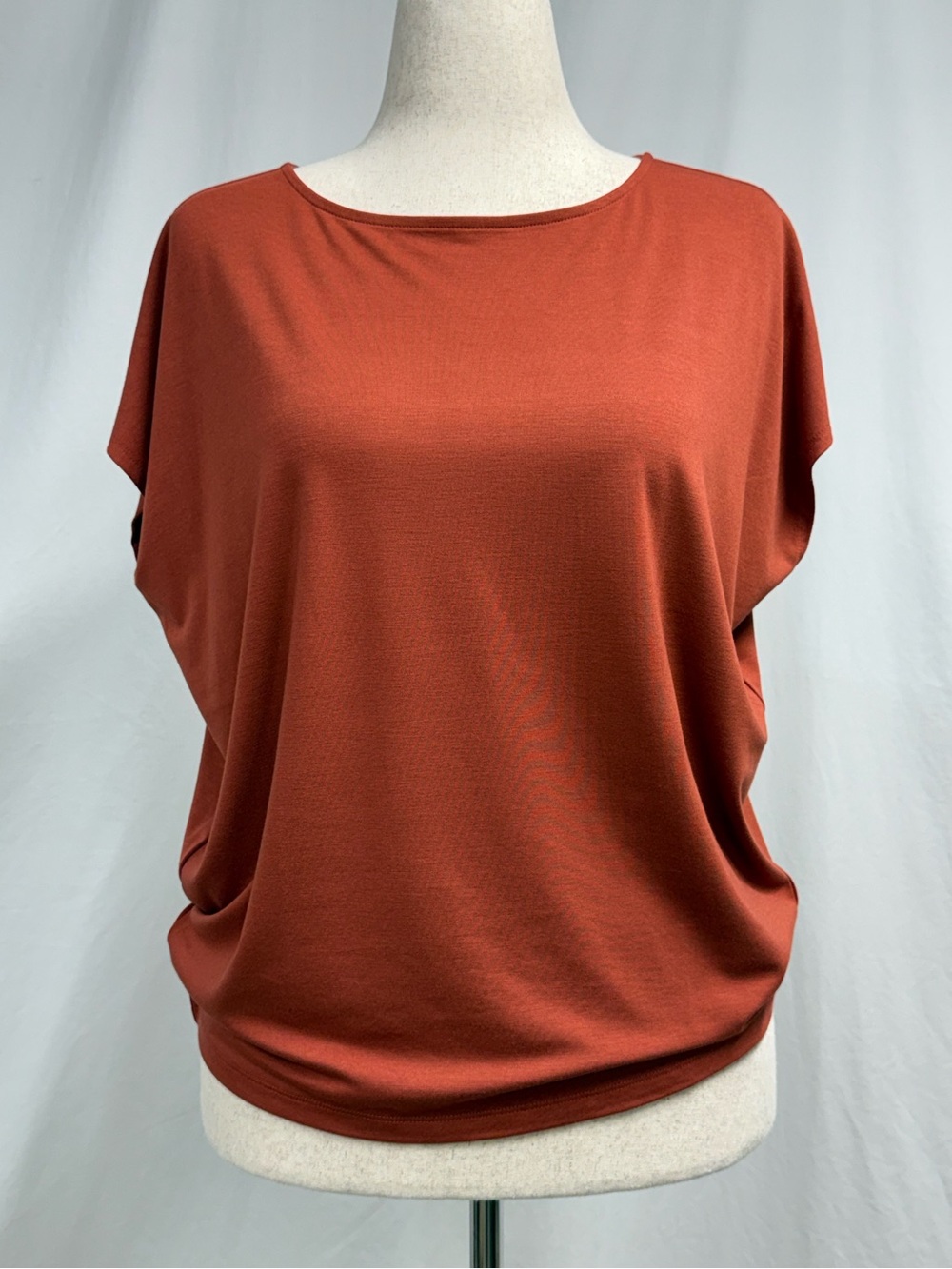 Ann Taylor Factory Rust Short-Sleeve Draped Top